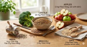 Джерела та вміст клітковини в продуктах