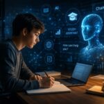 студент використовує штучний інтелект для навчання за ноутбуком